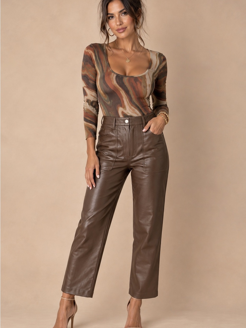 Wilfred Straight Leg Faux Leather Jeans